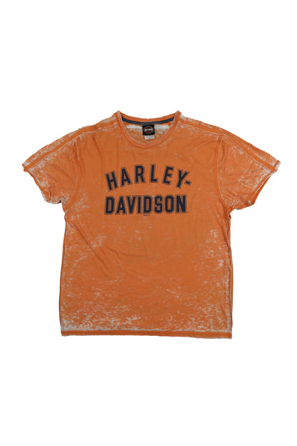 Harley Davidson Orange Distressed Washed Graphic Tee