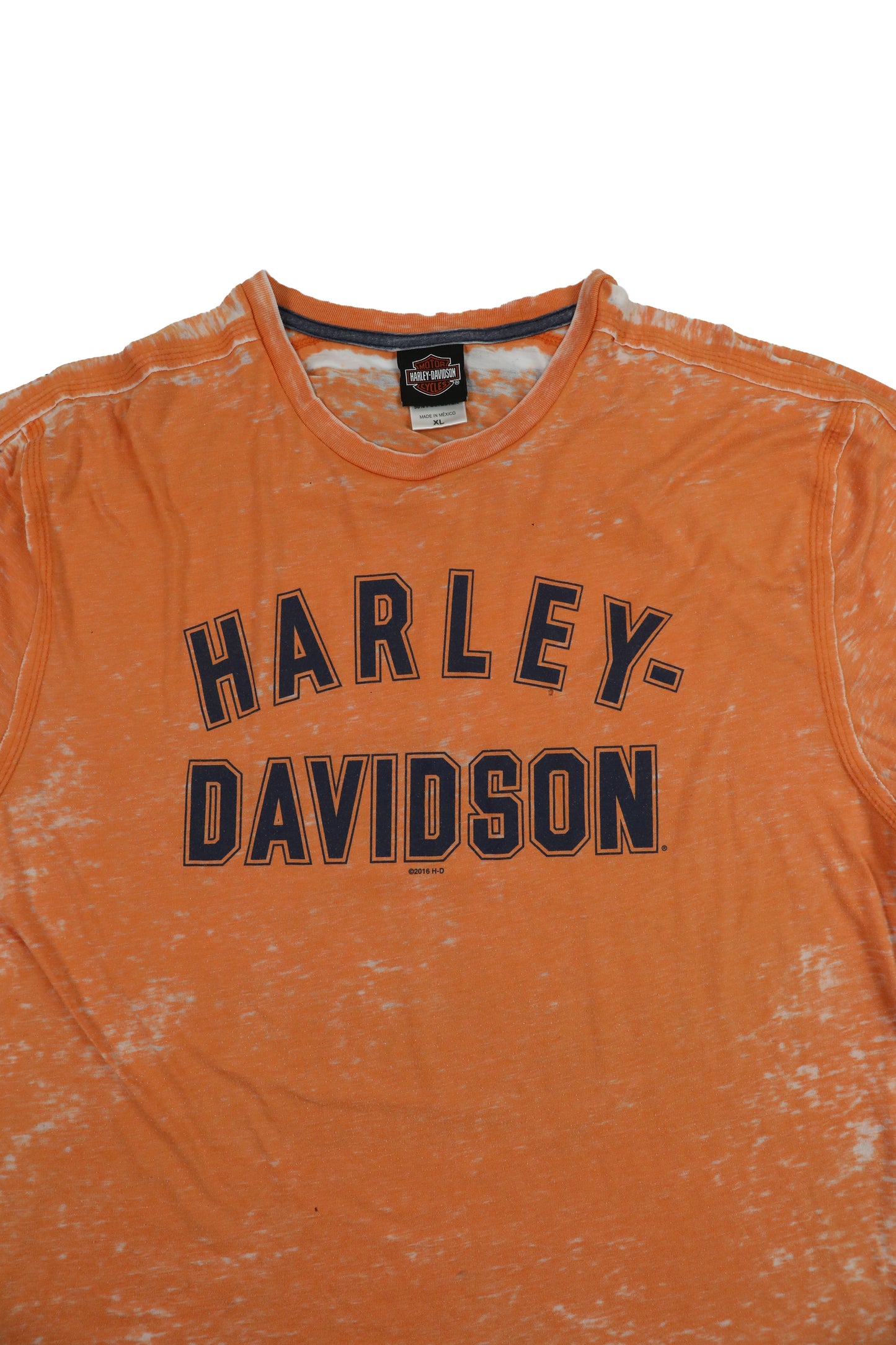 Harley Davidson Orange Distressed Washed Graphic Tee