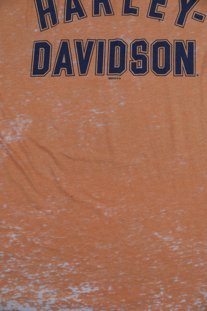 Harley Davidson Orange Distressed Washed Graphic Tee