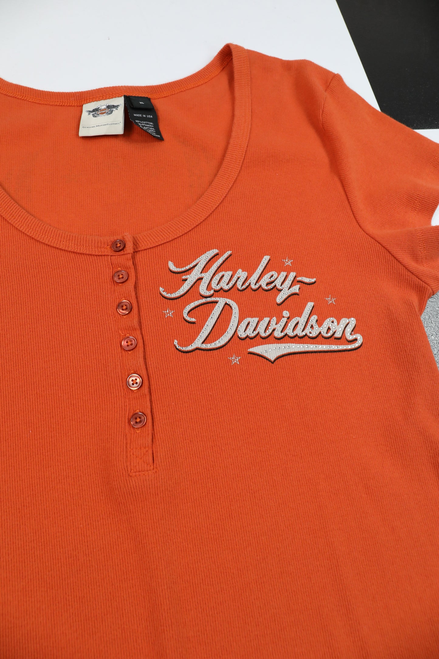 Harley Davidson Orange Women Henley Top