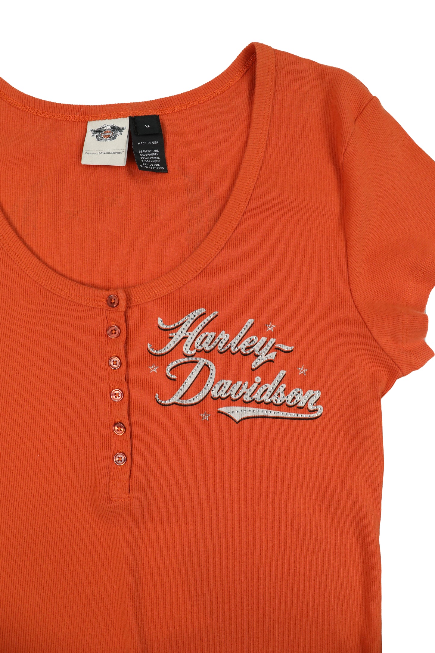 Harley Davidson Orange Women Henley Top