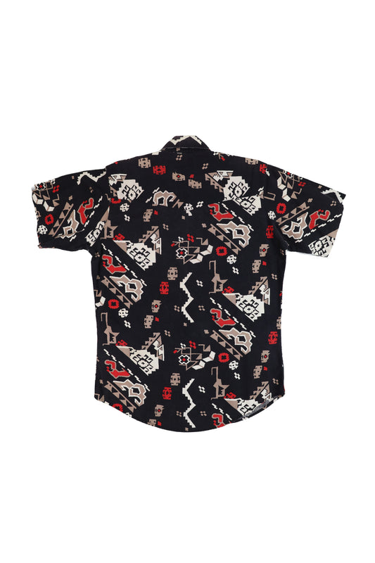 Wrangler Black Patterned Short Sleeve Shirt