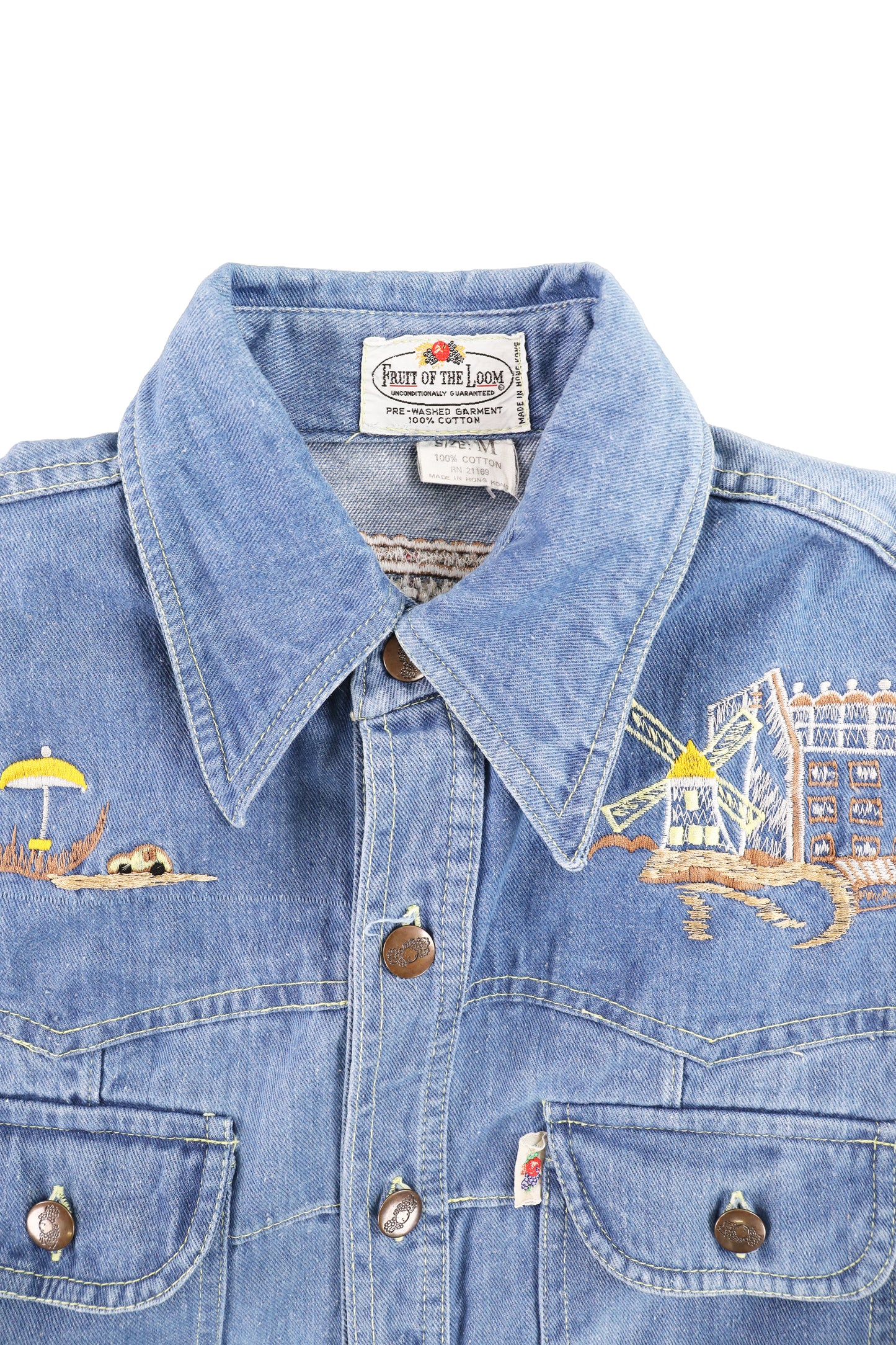 Fruit of the Loom Embroidered Graphic Denim Shirt