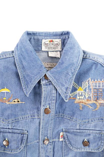 Fruit of the Loom Embroidered Graphic Denim Shirt