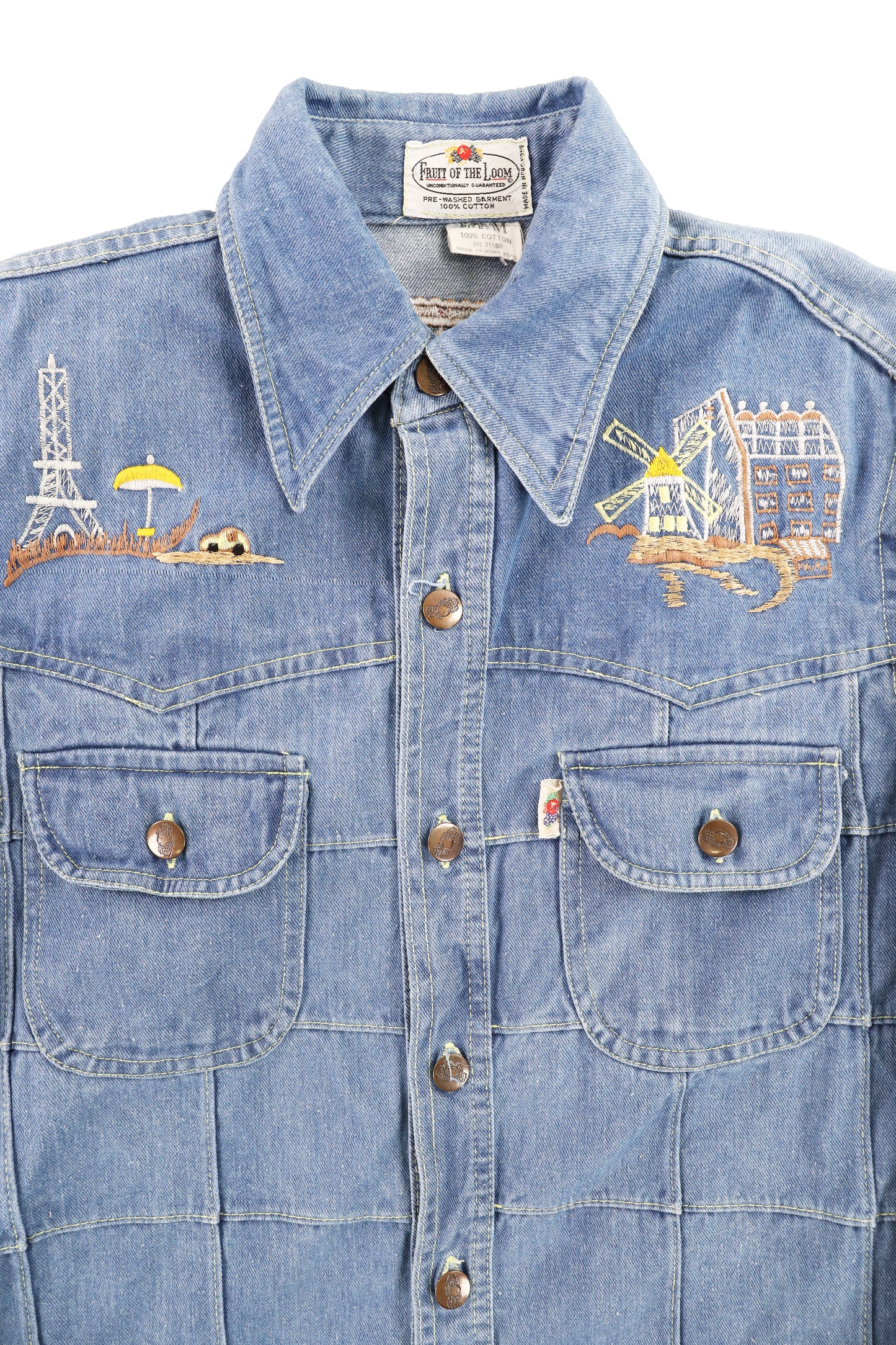 Fruit of the Loom Embroidered Graphic Denim Shirt