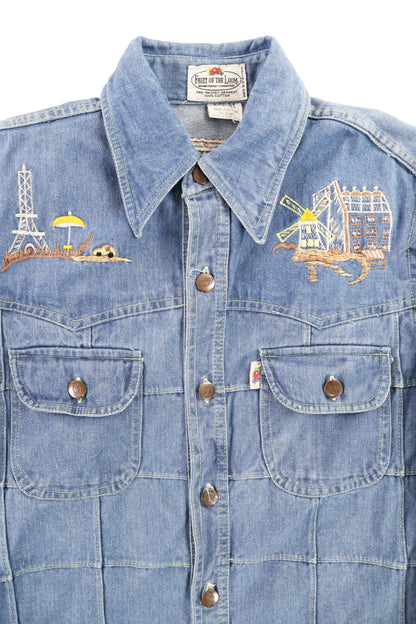Fruit of the Loom Embroidered Graphic Denim Shirt