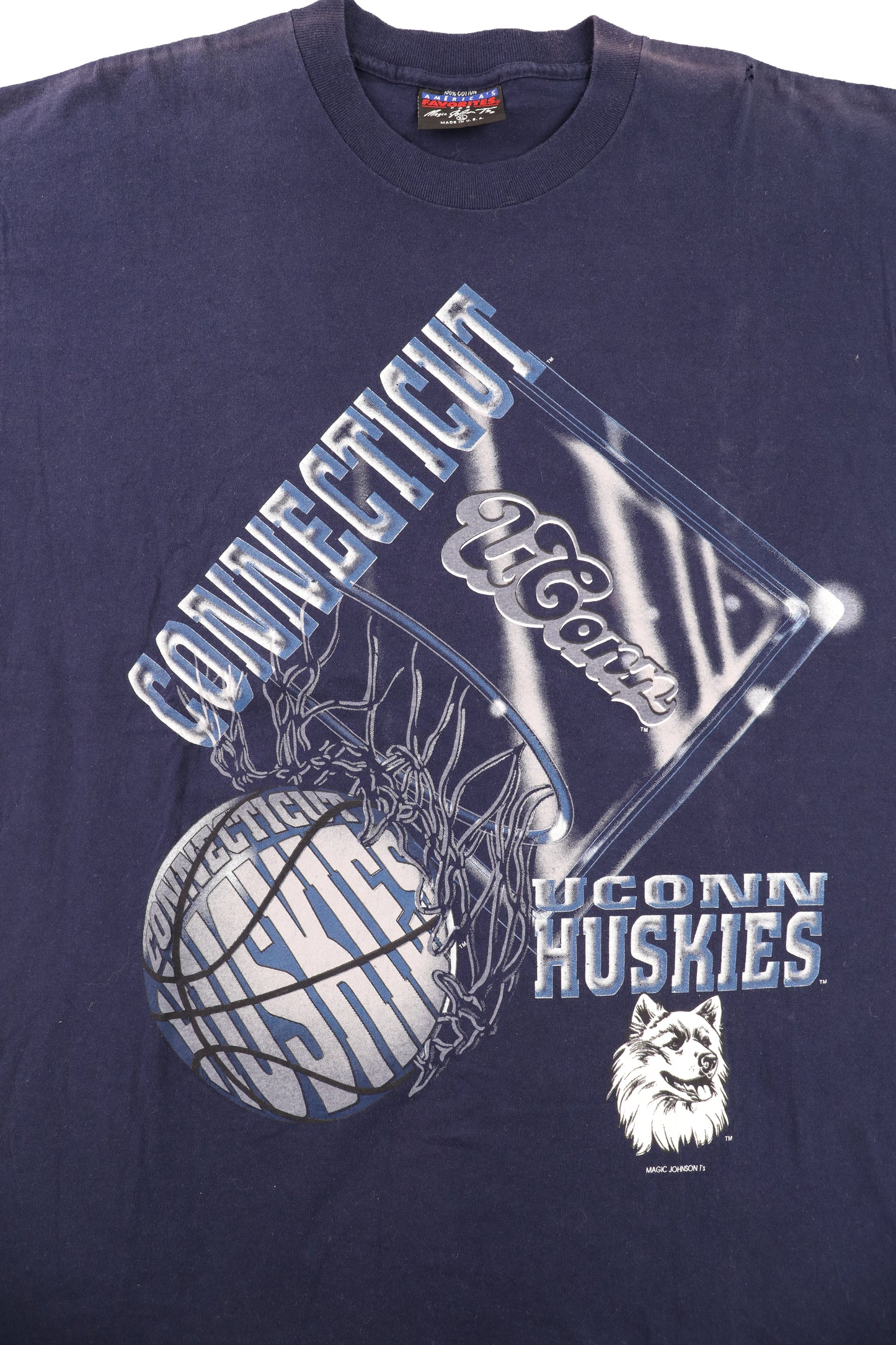 90's University of Connecticut Huskies Basketball Tee