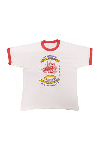 1987 104th Connecticut State Fire Convention Ringer Tee