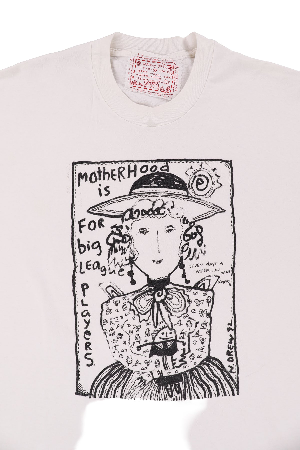 90's Nancy Drew "Motherhood Is For Big League Players" Art Tee