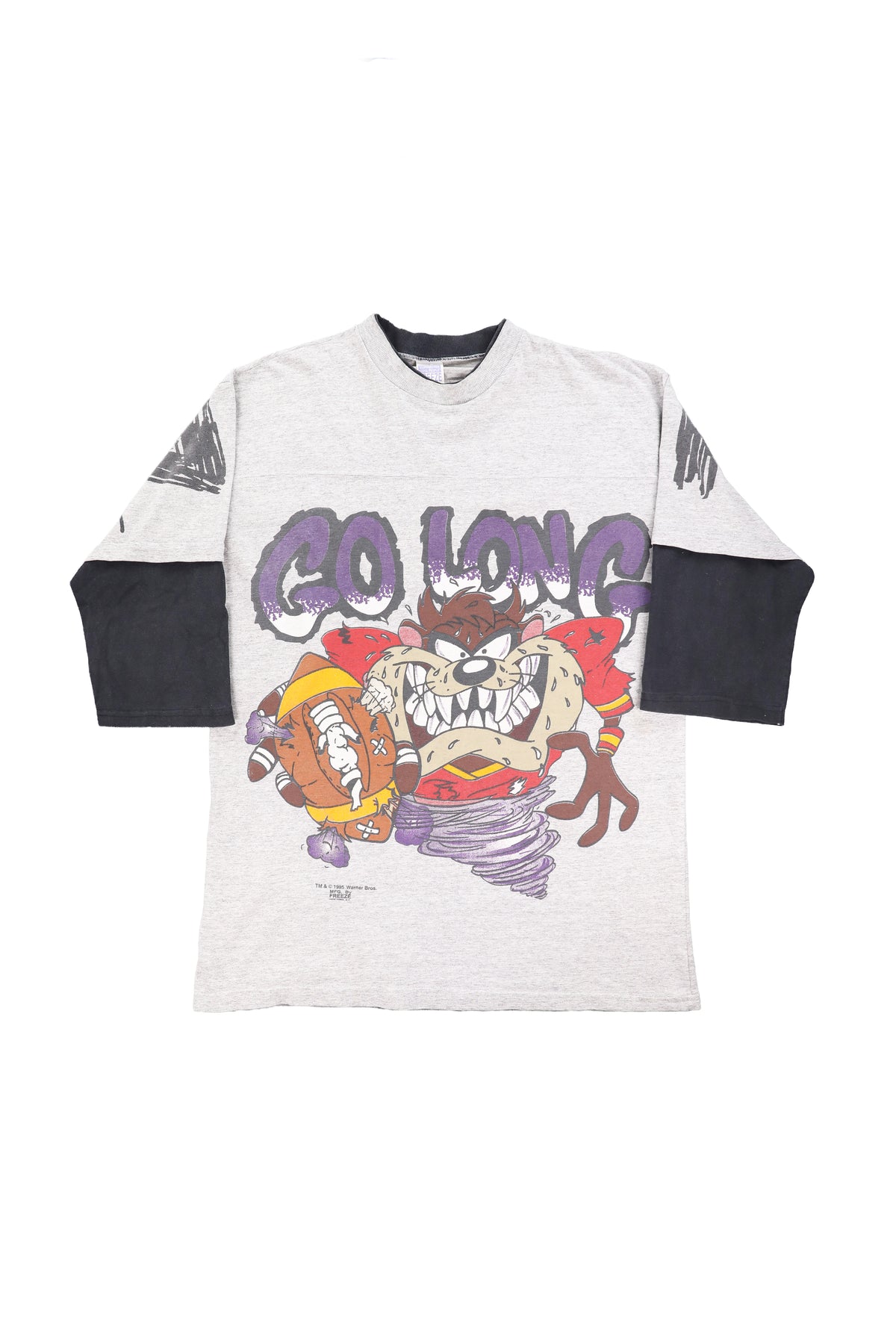 1995 Looney Tunes "Go Long" Taz Football Tee