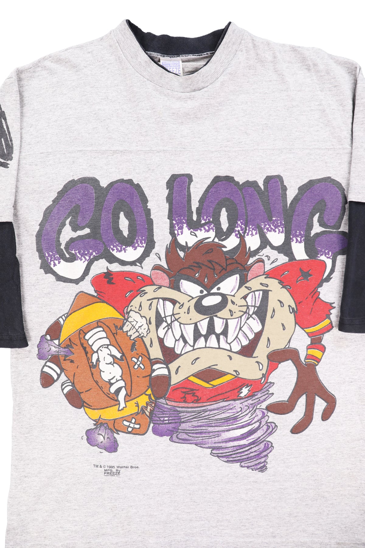 1995 Looney Tunes "Go Long" Taz Football Tee