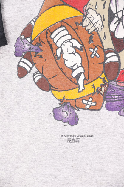 1995 Looney Tunes "Go Long" Taz Football Tee