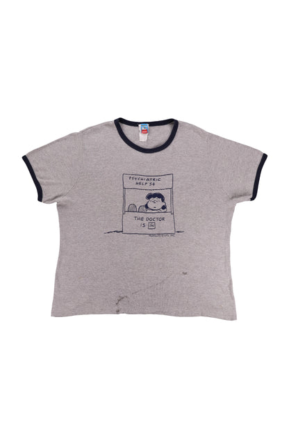 Vintage Peanuts "Psychiatric Help" Ringer Tee