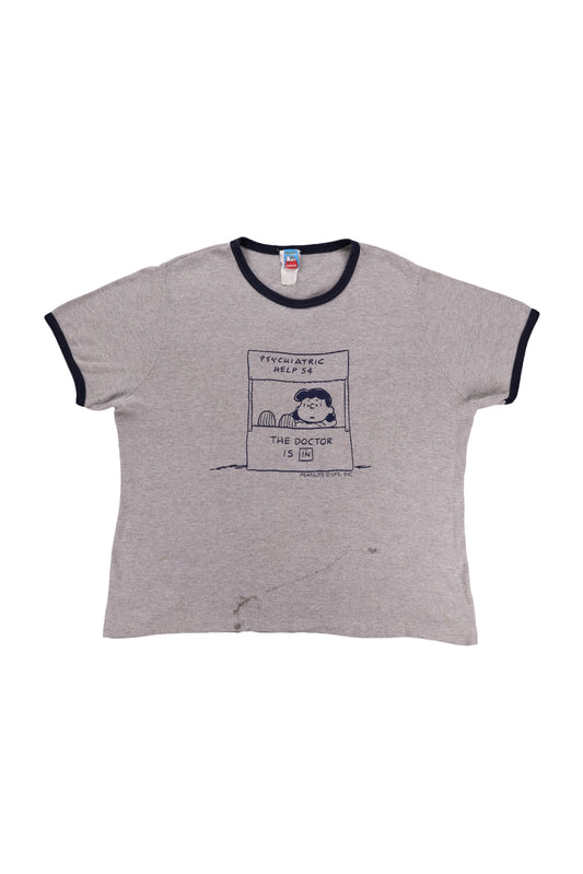 Vintage Peanuts "Psychiatric Help" Ringer Tee