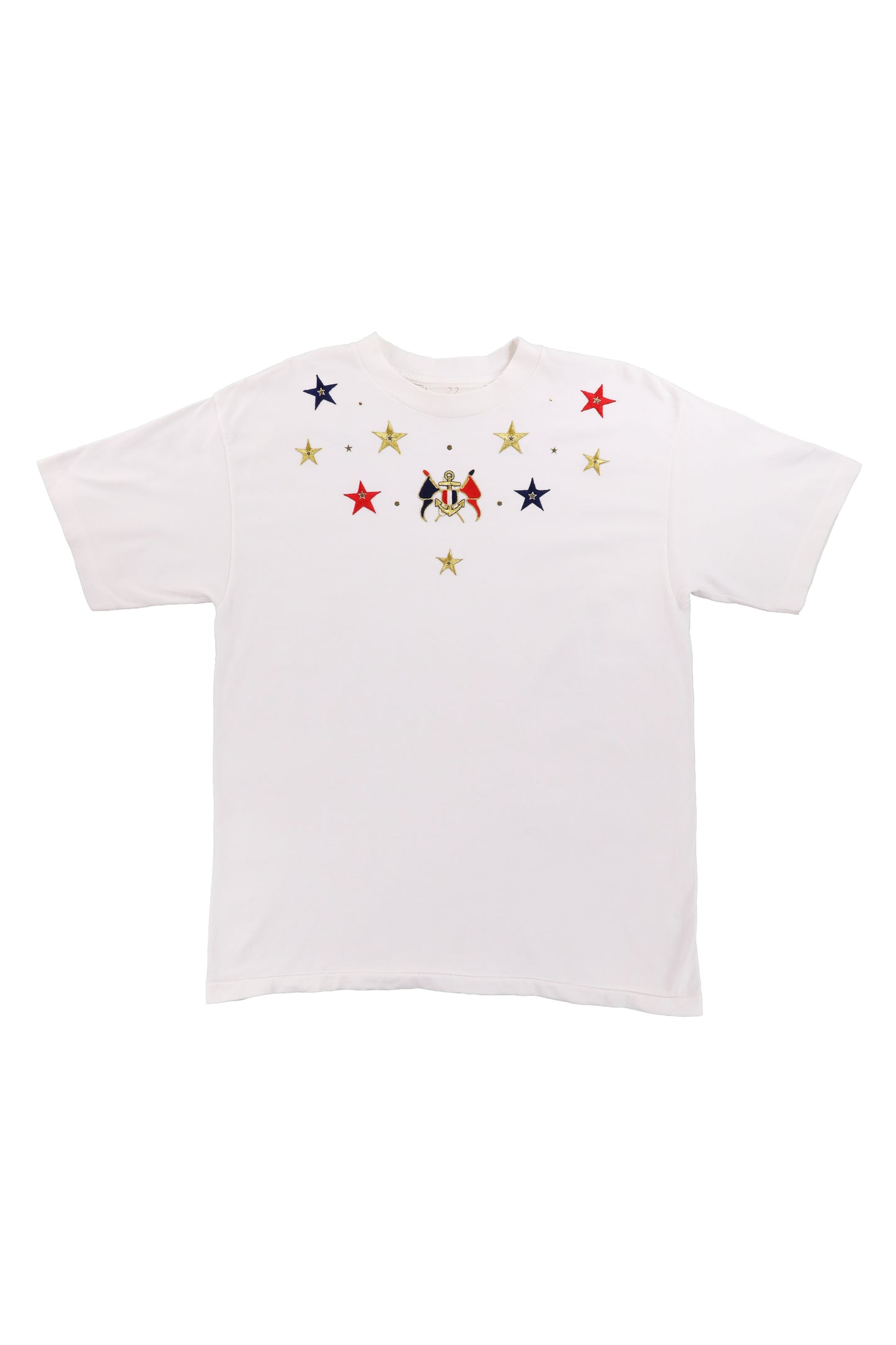 90's Stiches Embroidered White Graphic Tee