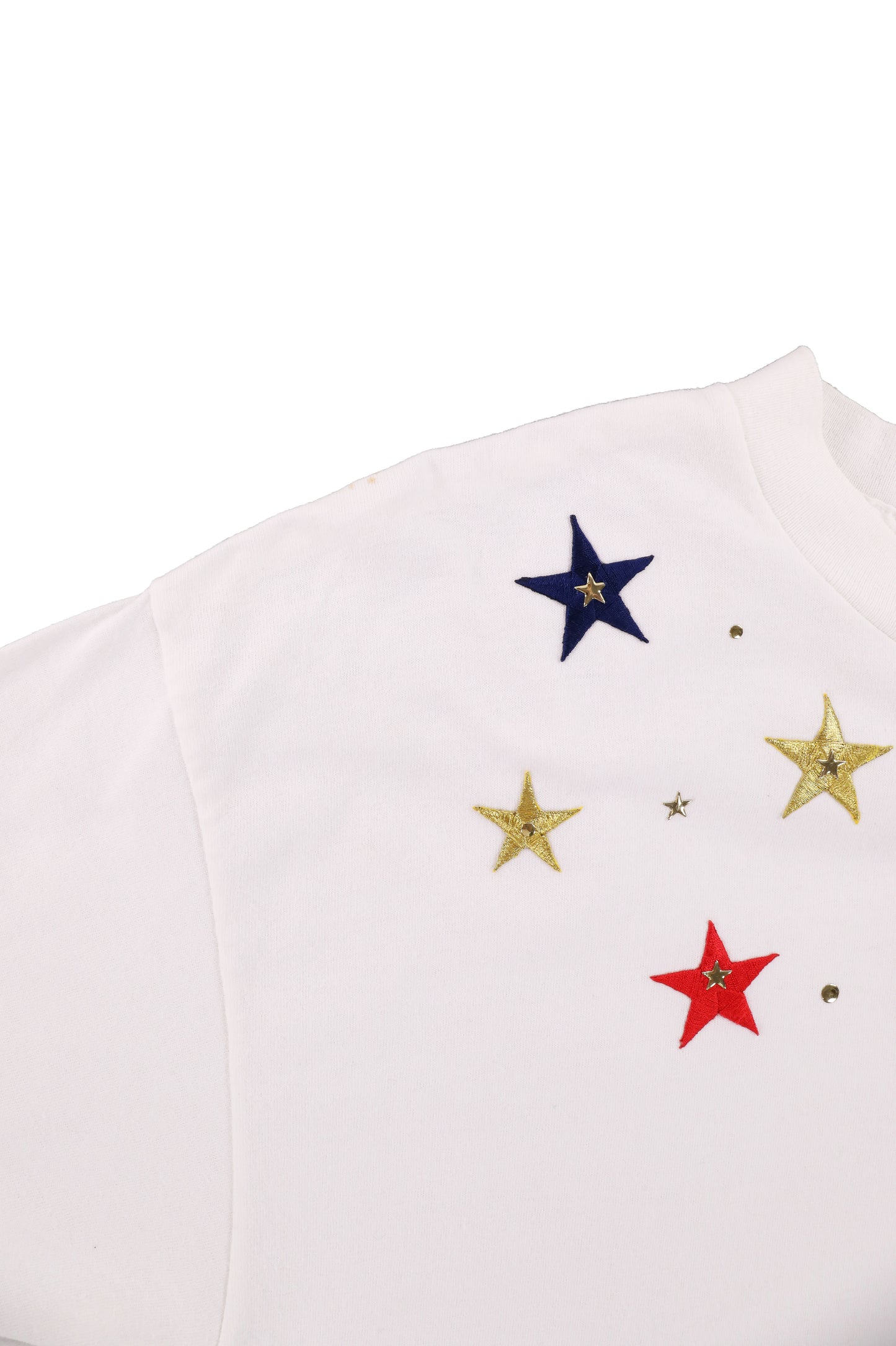 90's Stiches Embroidered White Graphic Tee