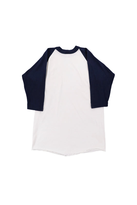 Softee White and Navy Raglan Tee