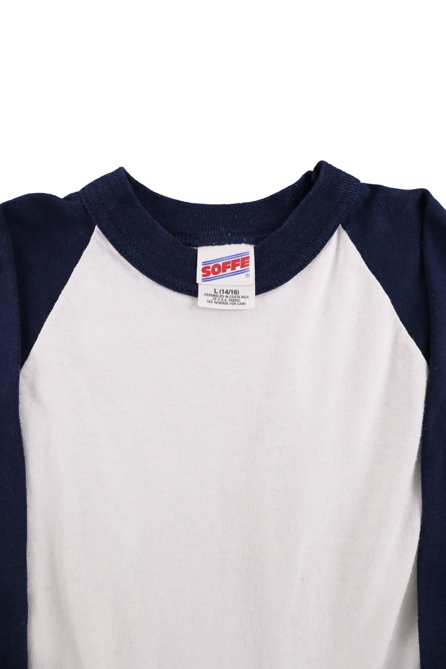 Softee White and Navy Raglan Tee