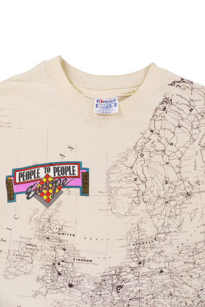 90's People to People Europe Map All Over Print Tee