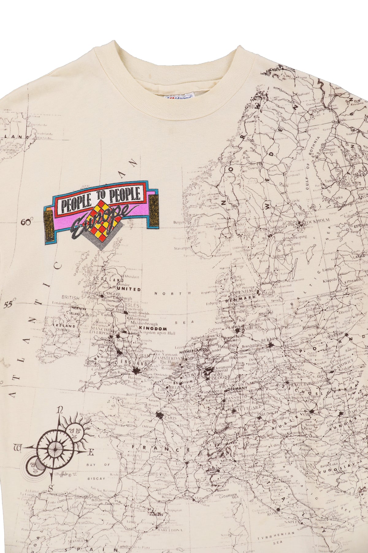 90's People to People Europe Map All Over Print Tee