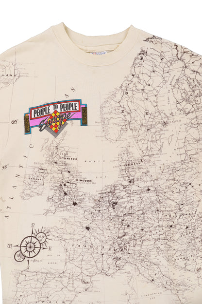 90's People to People Europe Map All Over Print Tee