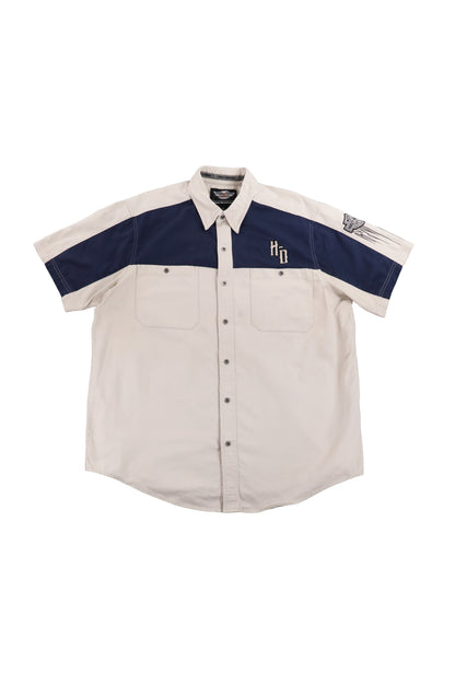 Harley Davidson Biege Navy Short Shirt