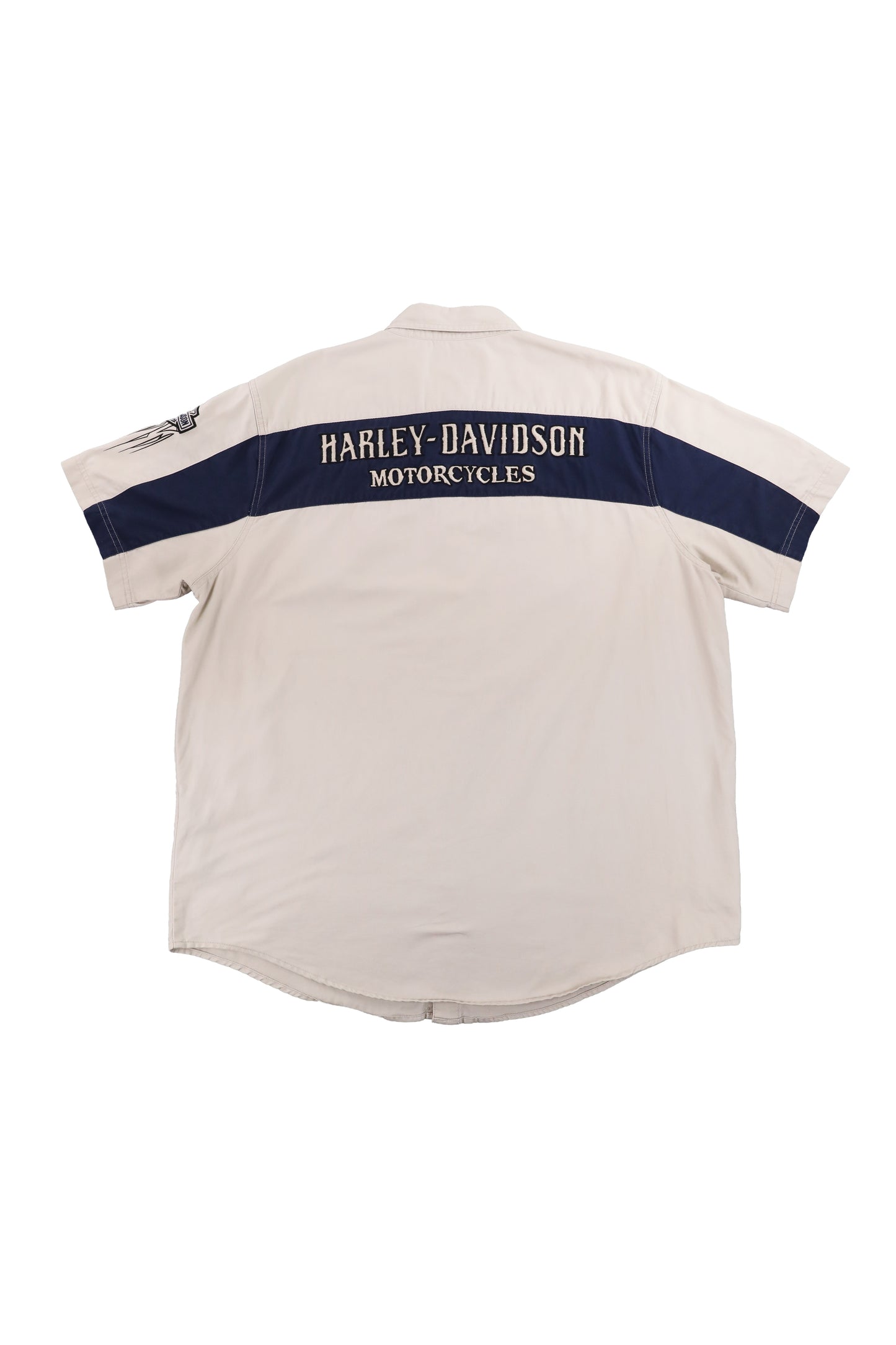 Harley Davidson Biege Navy Short Shirt