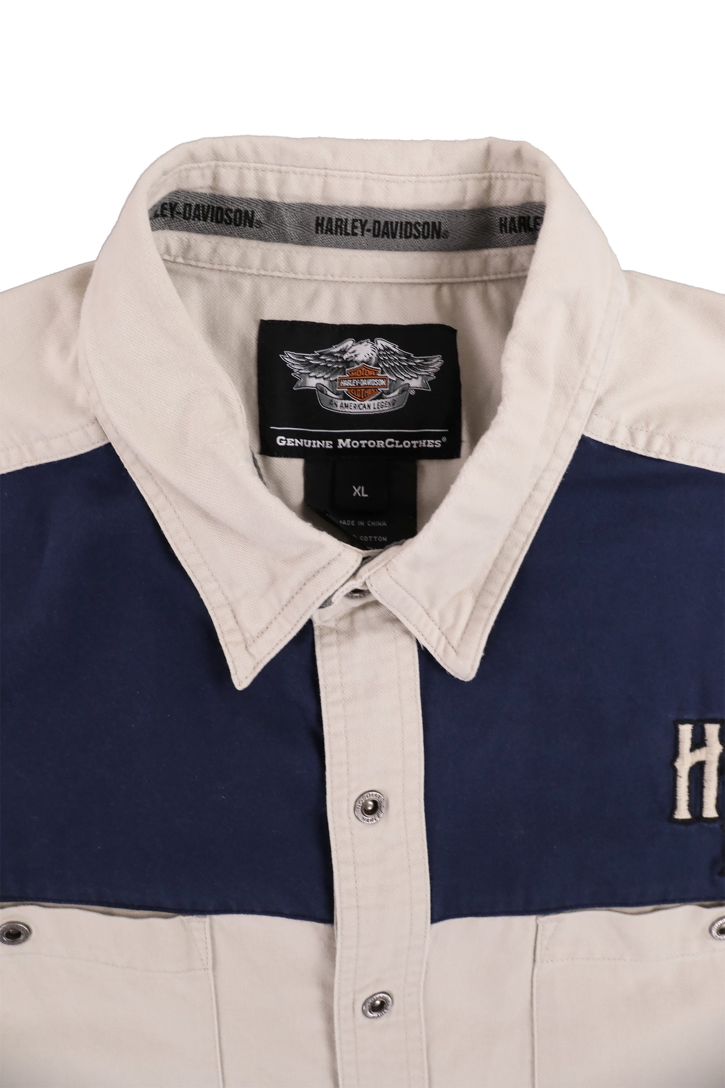 Harley Davidson Biege Navy Short Shirt