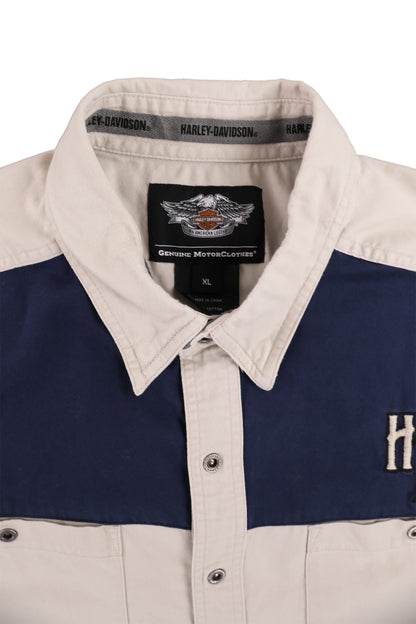 Harley Davidson Biege Navy Short Shirt