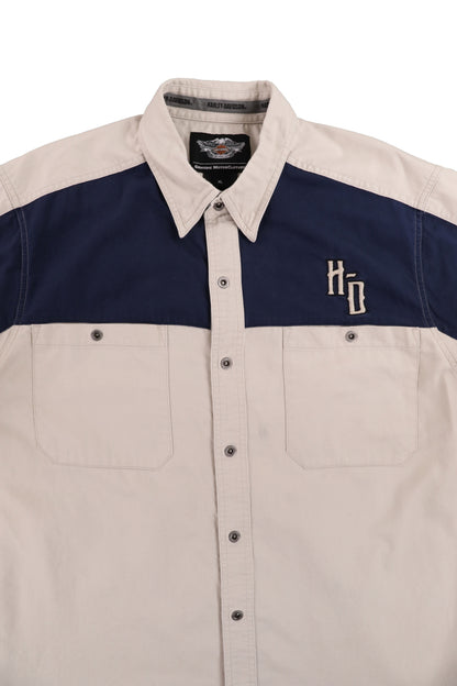 Harley Davidson Biege Navy Short Shirt