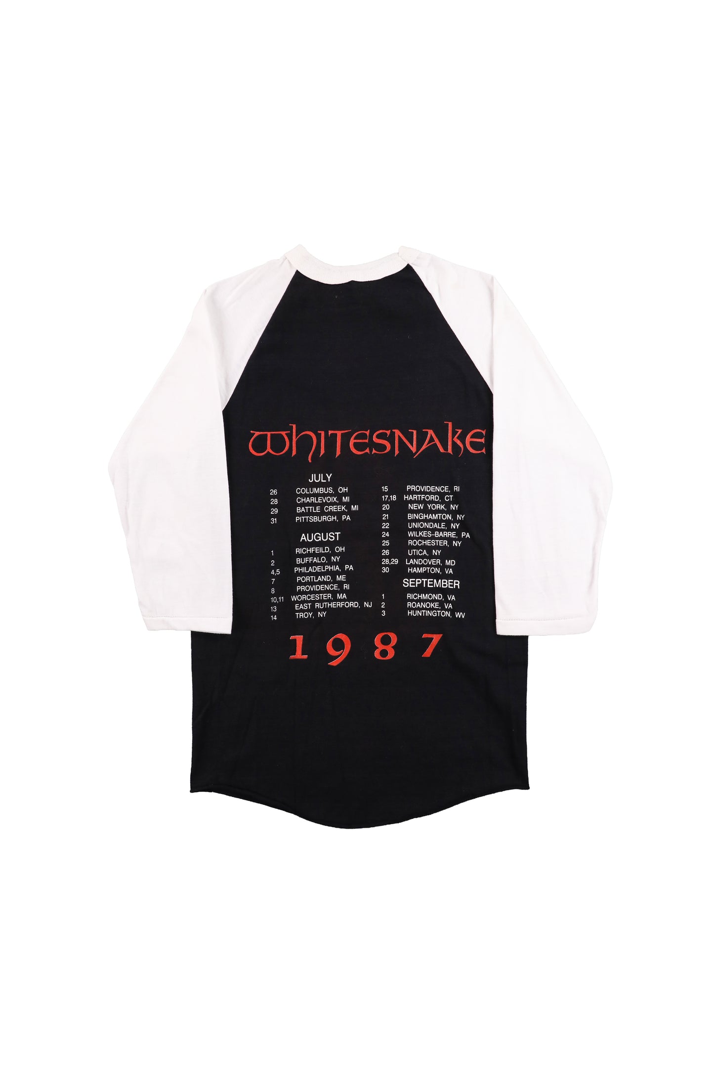 1987 Whitesnake Concert Tour Raglan Shirt