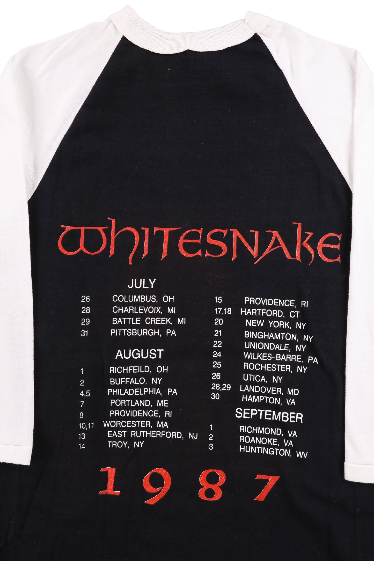 1987 Whitesnake Concert Tour Raglan Shirt