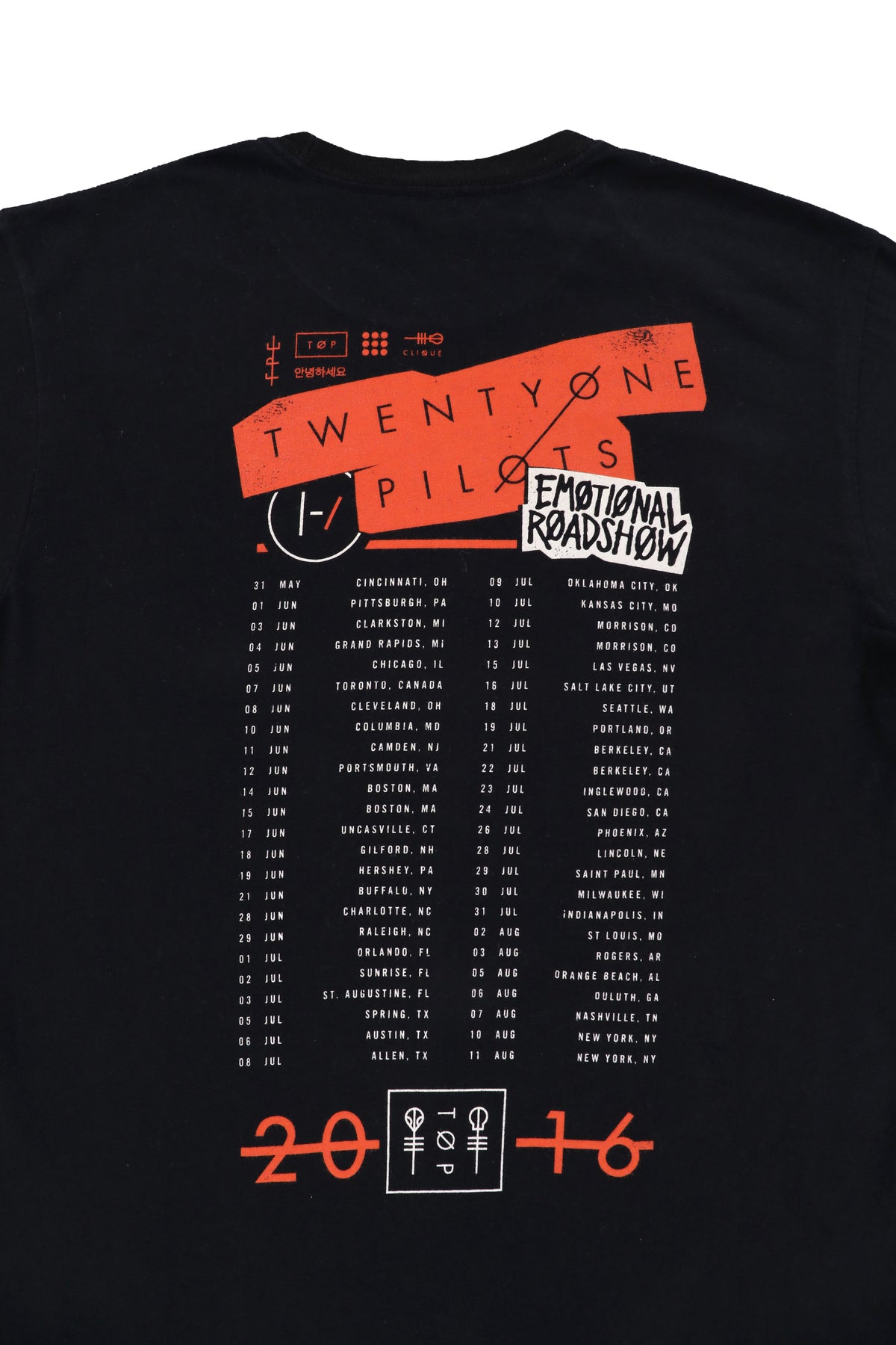 2016 Twenty One Pilots Emotional Roadshow Tour Tee