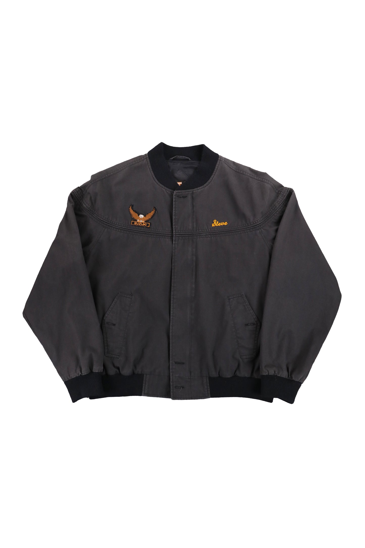 Vintage Black Eagle Patch Bomber Jacket