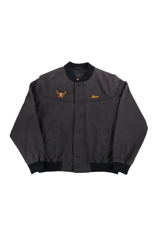Vintage Black Eagle Patch Bomber Jacket