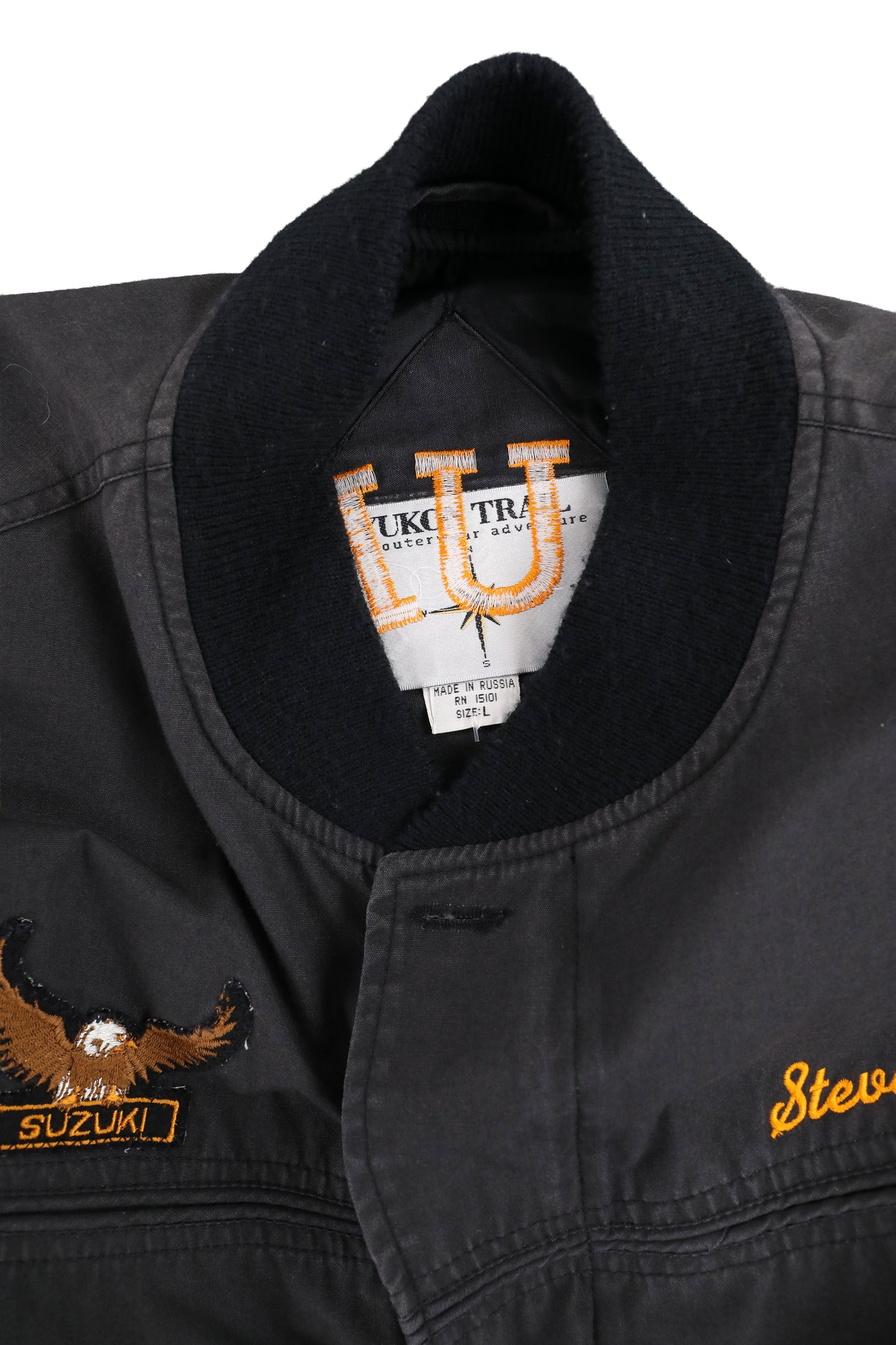 Vintage Black Eagle Patch Bomber Jacket