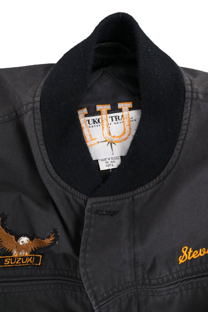 Vintage Black Eagle Patch Bomber Jacket