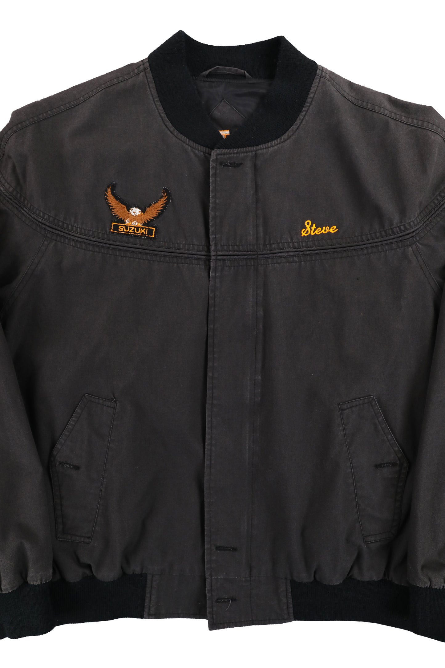 Vintage Black Eagle Patch Bomber Jacket