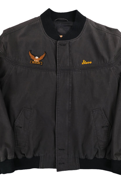 Vintage Black Eagle Patch Bomber Jacket