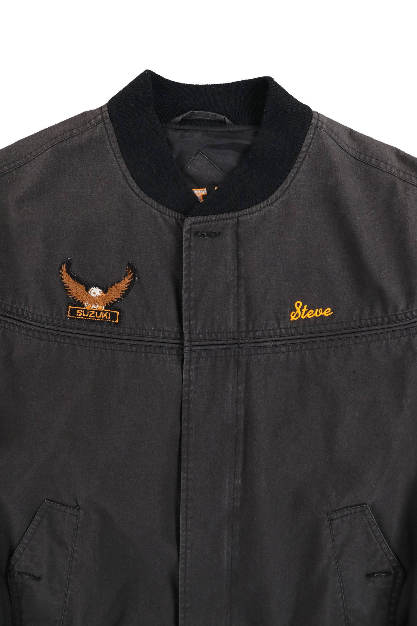 Vintage Black Eagle Patch Bomber Jacket