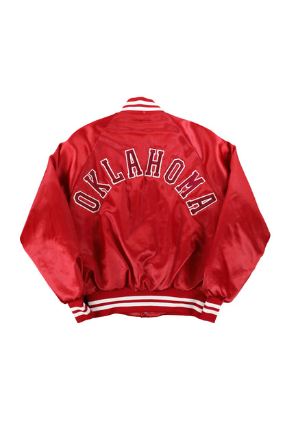 Oklahoma Sooners Red Satin Bomber Jacket