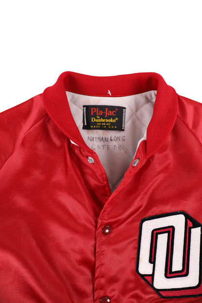 Oklahoma Sooners Red Satin Bomber Jacket