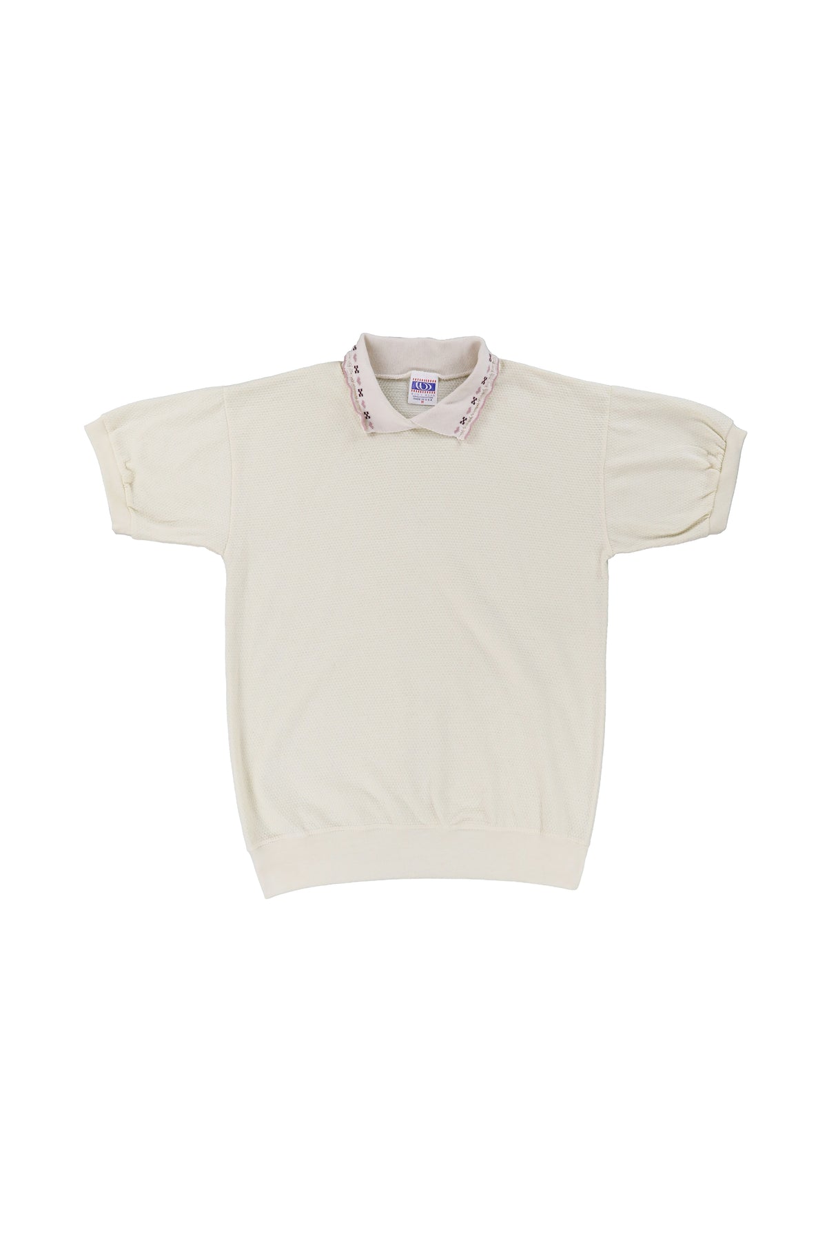 Vintage Cream Patterned Collar Polo Shirt