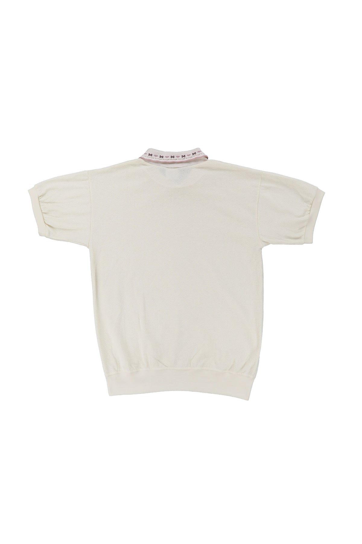 Vintage Cream Patterned Collar Polo Shirt