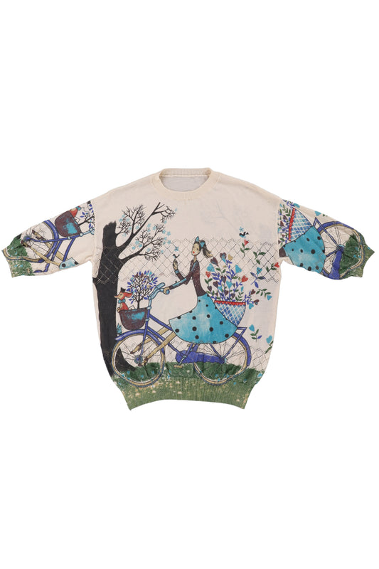 Vintage Cream Graphic Knit Sweater
