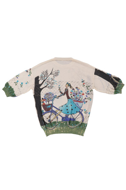 Vintage Cream Graphic Knit Sweater