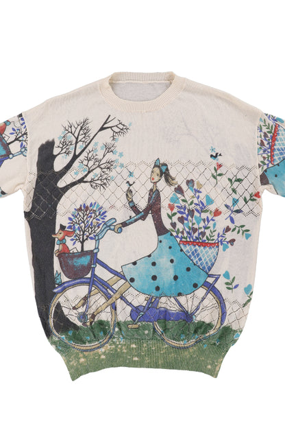 Vintage Cream Graphic Knit Sweater
