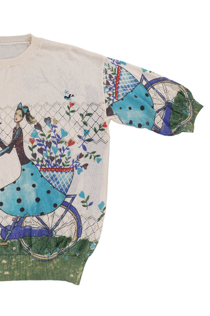 Vintage Cream Graphic Knit Sweater