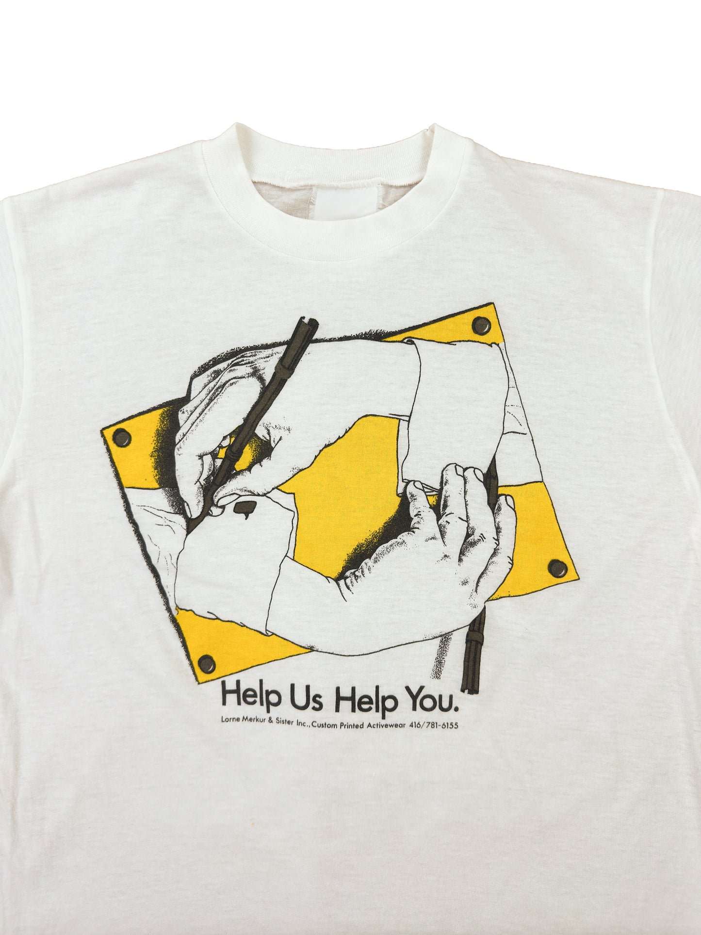 80's M.C Escher Help Us Help You Art Tee