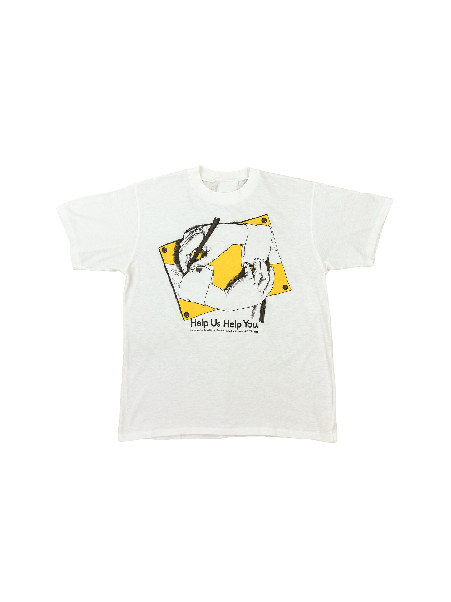 80's M.C Escher Help Us Help You Art Tee